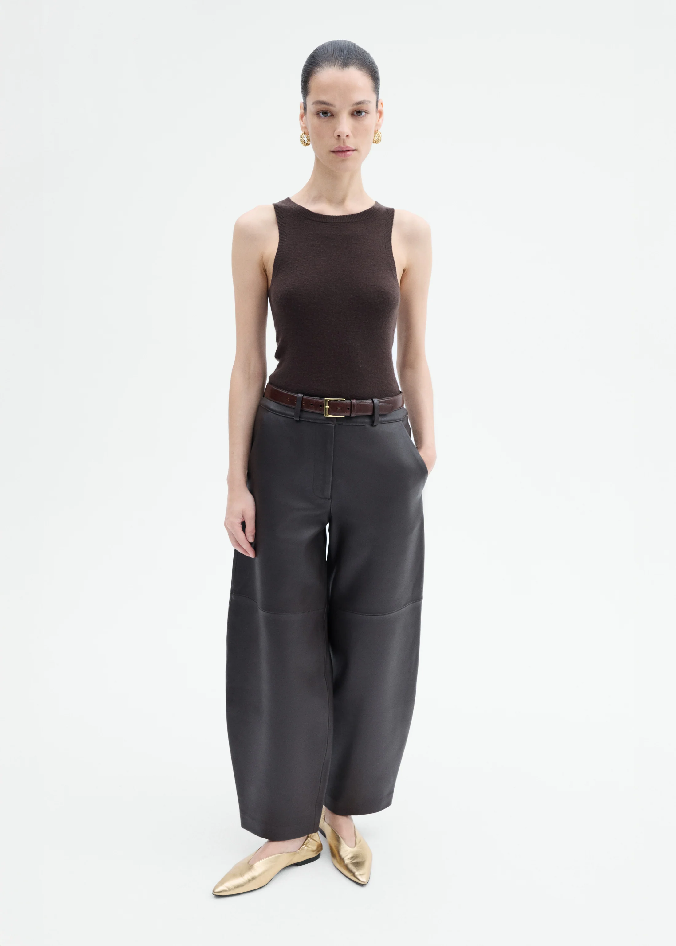 Tank Top in Fine Cashmere - Chocolate - Image 3