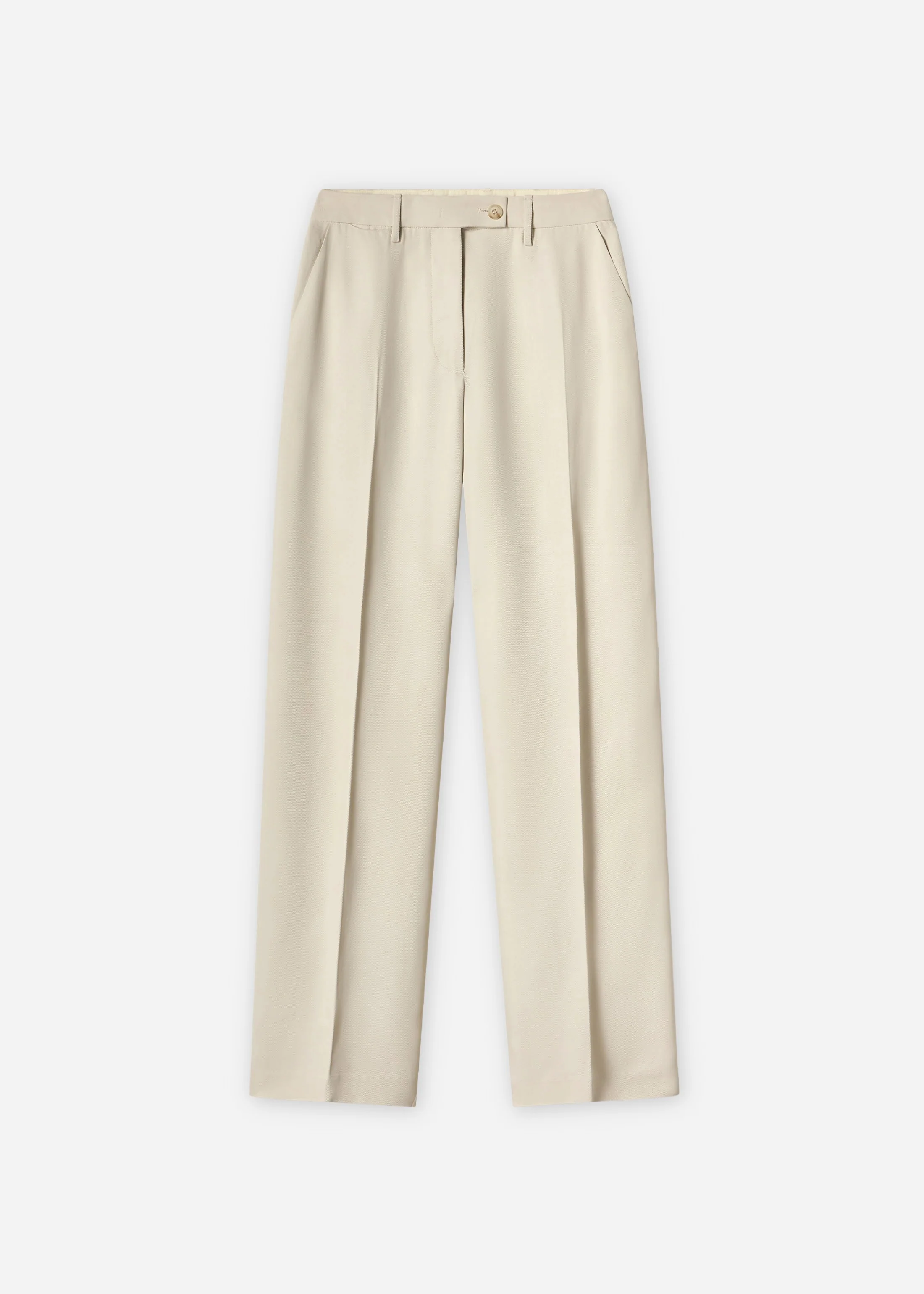 Tailored Straight-Leg Trouser in Viscose Twill - Pearl - Image 6