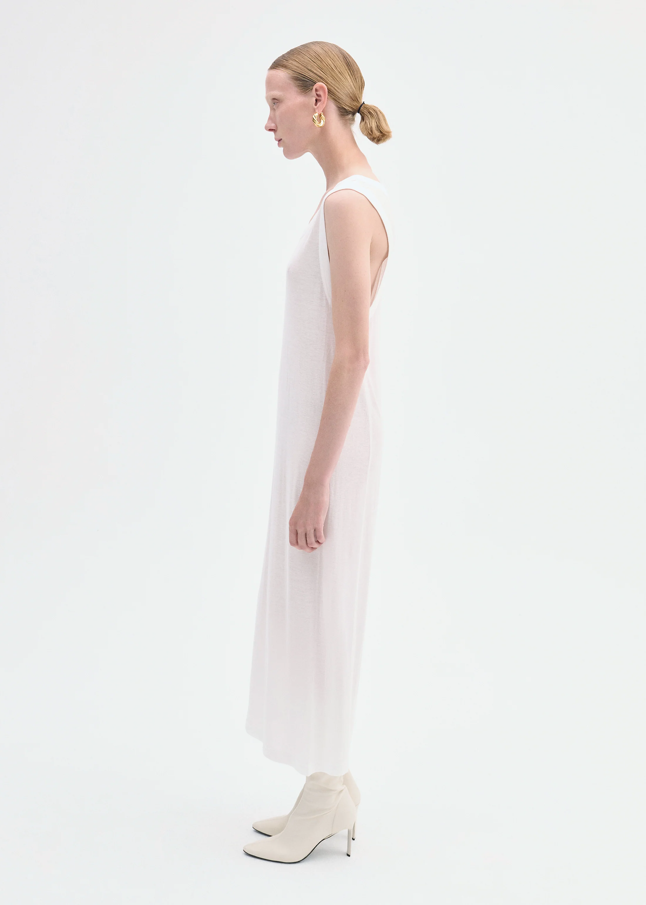 Tank Dress in Slub Jersey - Ivory - Image 3