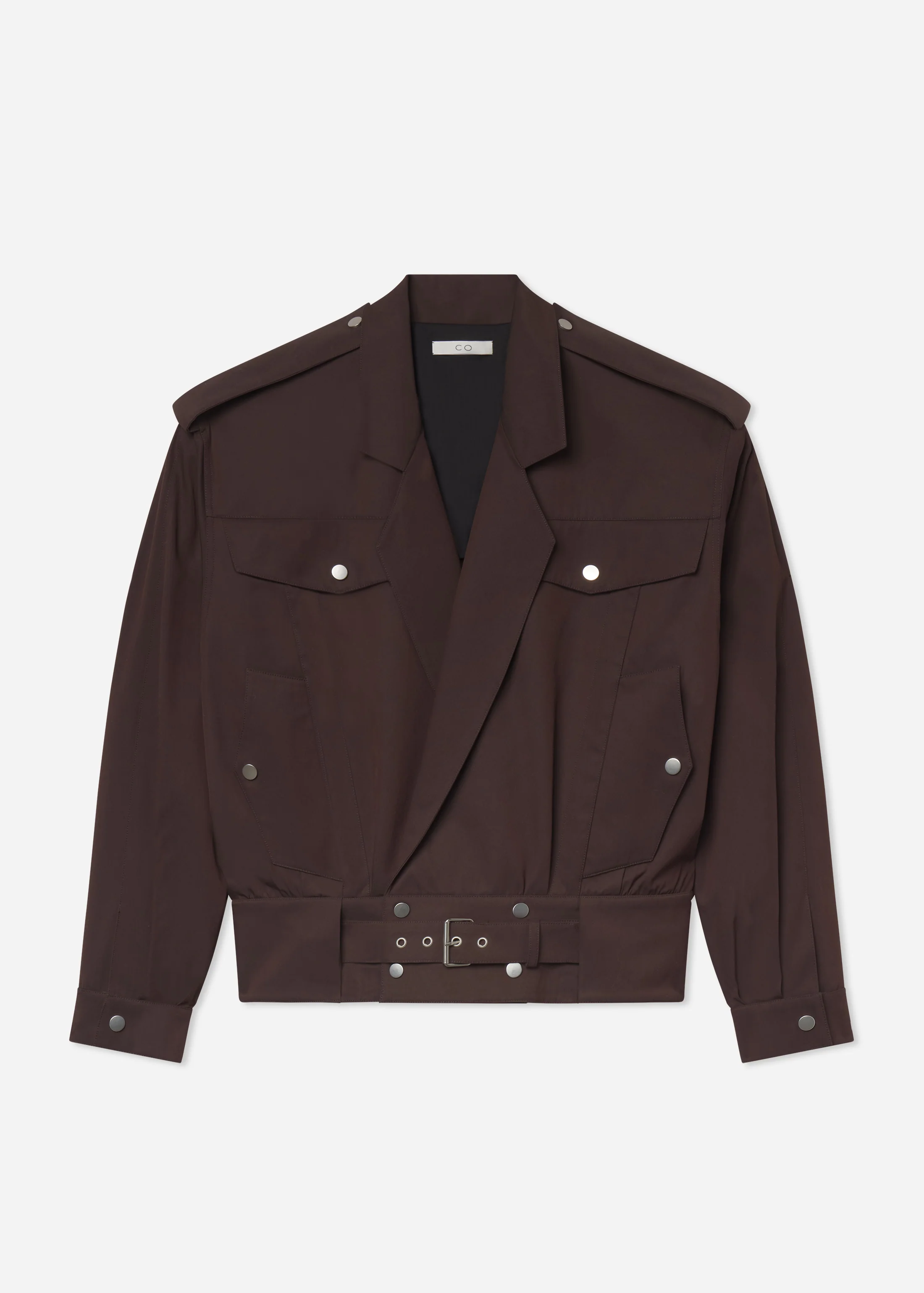 Tapered Sport Jacket in Cotton Twill - Chocolate - Image 5