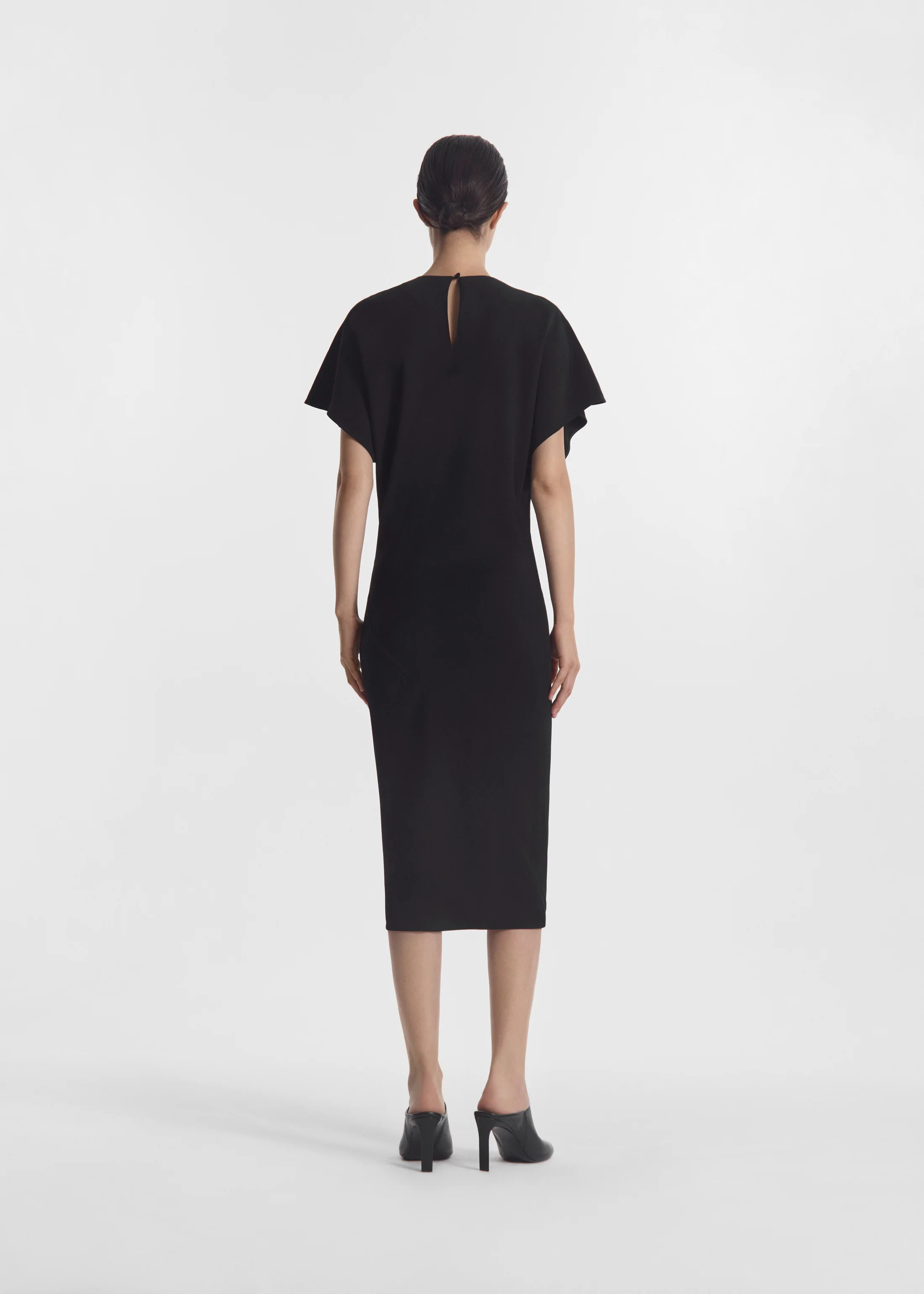 Twisted Knot Dress in Viscose Crepe - Black - Image 3