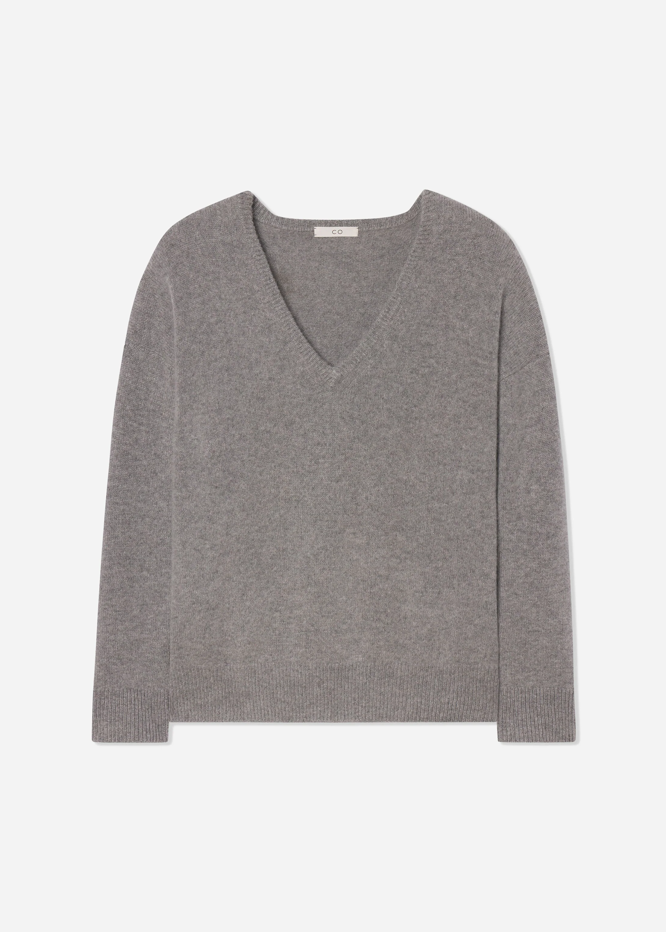 V-Neck Sweater in Cashmere - Grey - Image 6